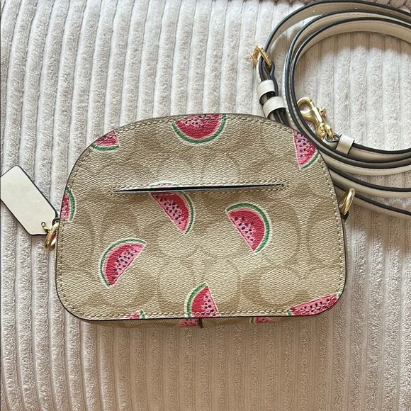 Coach Tan and Pink Crossbody Bag with Watermelon Accents - Picture 5 of 6